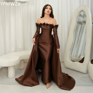 Customized Evening Dress Party Occasion Formal Women YPMWZX Off-the-shoulder Column Floor Length Skirts Applique Bespoke O