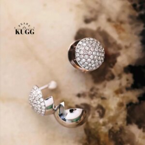 KUGG 100% 18K White Gold Earrings Luxury Simple Style 1.40carat Real Diamond Hoop Earrings for Women High Party Jewelry