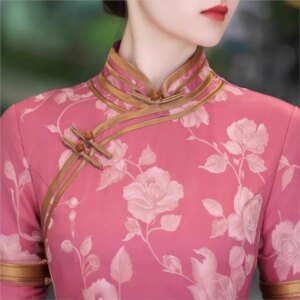 Cheongsam light temperament improvement long simple elegant girl purple jacquard new