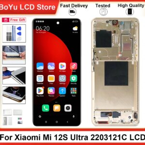 Original 6.73″ 100% Tested AMOLED Screen For Xiaomi Mi 12S Ultra 5G 2203121C With Frame LCD and Touch Display Digitizer Assembly