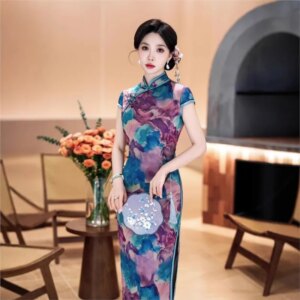 New cheongsam Chinese style elegant temperament long performance dress