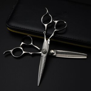 6.0 Inch Japanese Damascus DA 04 Melaleuca Steel cutting  thining   New Fashion Design Beauty Barber Flat Tooth Scissors single