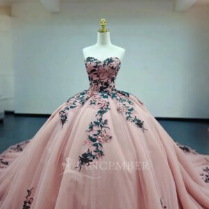 Pink Mexican Ball Gown Quinceanera Dresses Off Shoulder Vestidos De 15 Anos Applique 3D Flower Princess Party Dress Lsany02