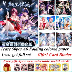 New Pian Ruo Jing Hong A6 Goddess Hot Stamping Laser Double Folding Colored Paper Ganyu Hutao Yae Miko Goddess Collection Cards