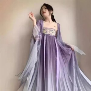 Hanfu big sleeve ancient style chebula dress daily embroidery super fairy chest-length