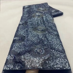 Luxury African Sequins Lace Beaded Fabrics High Quality Embroidery French Nigerian Tulle Lace For Wedding Party Sewing TS2847