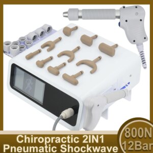 12Bar Shockwave Therapy Machine Chiropractic Correction Gun Pneumatic for ED Muscle Pain Relief Tendonitis And Arthritis 2in1