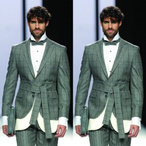 FASHION SHOW Wedding Men’s Suit Cotton New Fit Slim 2-Pieces Belt Coat Pants Tailor-Made Groom Formal Occasions Size Customized