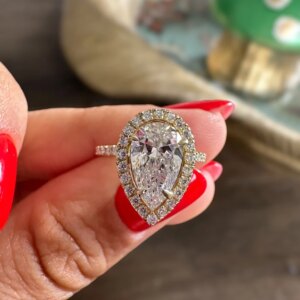 1-2CT DE Color VS1 VVS1 Pear Cut 14K Yellow Gold Lab Grown Diamond Engagement Wedding Ring CVD HPHT Lab diamond With IGI Certifi