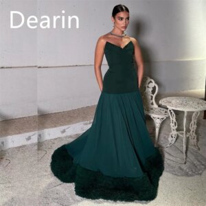 Customized Women Evening Gown Prom Dearin Strapless A-line Floor Length Skirts Sleeveless Bespoke Occasion Dresses Formal Dress