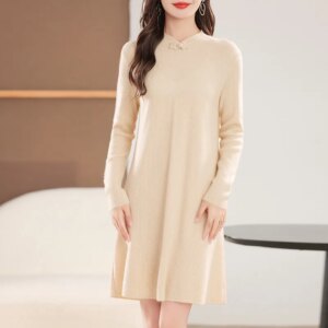 New Style Small Mid-Length Woolen Skirt 24 Autumn and Winter New Wool Women’s Knitted Dress