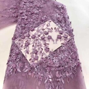 New Design 3D Flower Nigerian Luxury Beads Lace High Quality Lace 2025 African Sequins Tulle Lace Fabric For Bride Party Dresses