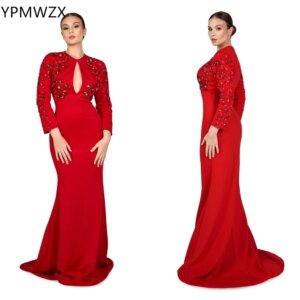 Customized Evening Dress Formal Party Occasion YPMWZX Scoop Neckline Mermaid Floor Length Skirts Bead Bespoke Dresses W