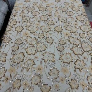 African Beads Lace Fabric 2025 High Quality Sequins Embroidery Lace Tulle Fabric For Wedding Party Dress