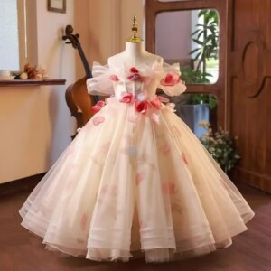 High-End Children’s Appliques Evening Gown Host Piano Performance Wedding Party Flower Girl Dresses