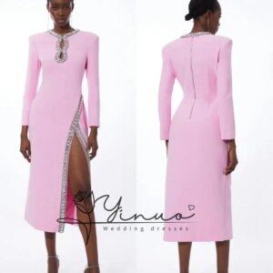 customized Pleat Beading Homecoming Straight Scoop Neck Bespoke Occasion Gown Midi Dresses