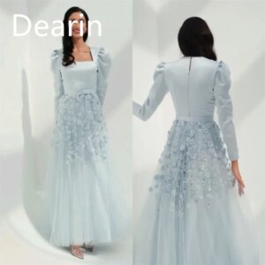 Customized Evening Dress Prom Gown Party Occasion Women YPMWZX Square Collar A-line Floor Length Skirts Draped Tulle Bespoke Occ