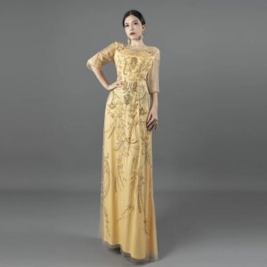 Elegant Yellow Evening Dress Custom 2024 Trendy Gowns Embroidery Beaded Long Mermaid Gown For Party Prom Formal Events L6