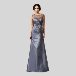 Gray Mother Of The Bride Dresses Mermaid Cap Sleeves Satin Beaded Plus Size Long Groom Mother Dresses For Wedding Customized