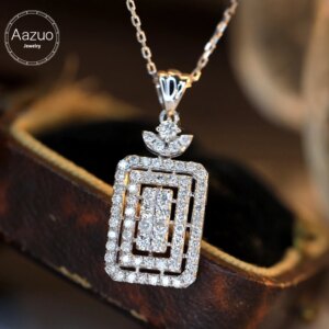Aazuo Fine Jewelry 18K Orignal White Gold Natrual Diamond 0.55ct Jewelry Set Necklace with Chain Gifted For Women Senior Banquet