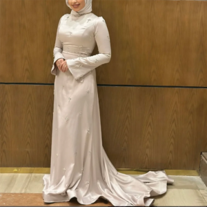 Customized Mermaid Prom Dresses Floor-Length High-Neck Full Sleeve Evening Gown Simple Fashion Sequined Draped Party Gown