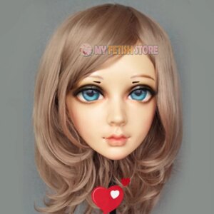 (Xian)Female Sweet Girl Resin Half Head Kigurumi BJD Eyes Crossdress Cosplay Japanese Anime Role Lolita Mask With Eyes And Wig