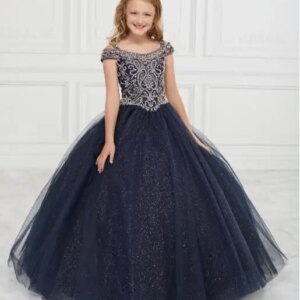 Black Girls Pageant Dresses Ball Gown Off The Shoulder Tulle Beaded Long Flower Girl Dresses For Weddings Baby Kids Customized