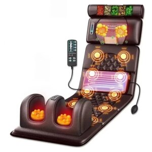 Tuhopeta Electric Massage Mattress Infrared Heating Vibrating Functions Full Body Pain Relief Massager Cushion for Stress Relief