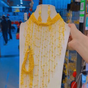 Dubai Middle East 24K Gold Plated Necklace Earrings Bracelet for Romantic Wedding Party Jewelry Set for Lovers YY10564