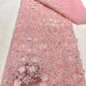 African 3D Lace Fabric for Wedding, Handmade Beaded Lace Material, Nigerian French Net, High Quality, 2025