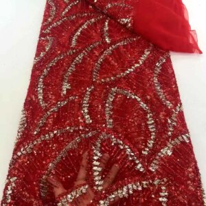 2025 New African French Nigerian High End Lace Fabric With Beads Sequins Mesh for Embroidery Wedding Party Bride Sewing Dress