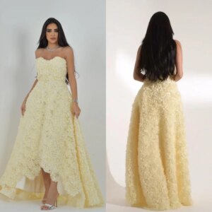 Customized Evening Sexy Casual Jersey Flower Draped Ruched Homecoming A-line Strapless Bespoke Occasion Gown Long Dresses