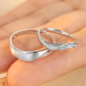 Custom Designer PT950 Platinum Ring Set with Lab-Grown Diamonds – Diagonal Simple Classic Couples Engagement & Wedding Rings
