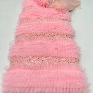 African Sequins Lace Fabric 2024 High Quality Beaded Lace French Pink Nigerian Green Lace Fabrics For Wedding Party Dresses