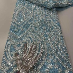 Luxurious African Beaded Net Mesh Lace Fabric 2025 Beads Embroidery Sequins French Tulle Lace for Nigerian Wedding Party Dress