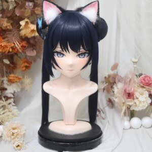 Customize Character Female/Girl Resin Kig Full Head With Lock Anime Cosplay Japanese Anime Kigurumi Mask