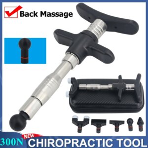 300N Manual Chiropractic Gun Massage Adjustment 6Heads Replaceable Strength Therapy Body Relaxation Pain Relief Massager Newest