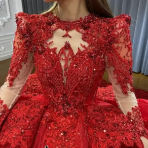 Red Mini Quinceanera Dresses Long Sleeves Tulle Beaded Flower Girl Dresses For Weddings Pageant Dresses Kids Baby Customized