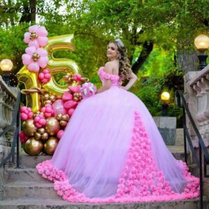 Customized Exquisite Pink Princess Quinceanera Dress 2025 Sweet 16 Sweetheart Ball Gown 3D Flower Applique Vestidos De 15 Años
