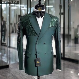 Emerald Green Sequined Appliques Blazers Men Suits Fashion Banquet 2 Piece Business Jacket Pants Trousers