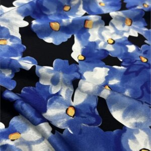 Blue Heavy Industry silk fabric double-wave satin printed stretch
