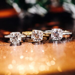 Provence 18K/14K/10K Solid White Gold 3ct DEF VVS Asscher Cut Moissanite Ring with GRA Certified For Women Customized Gift