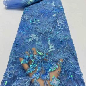 Luxury French Mesh Lace Beads Fabric 2025 High Quality African Nigerian Sequins Lace Lace For Women Wedding Party Dresses Sewing