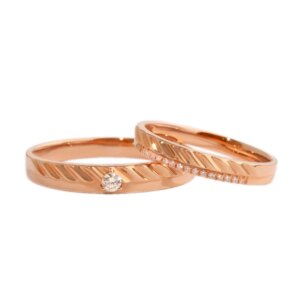 AZS Handcrafted Custom Designer Threaded Rose Gold-Plated Silver Rings with Lab-Grown Diamonds – Valentine, Wedding rings