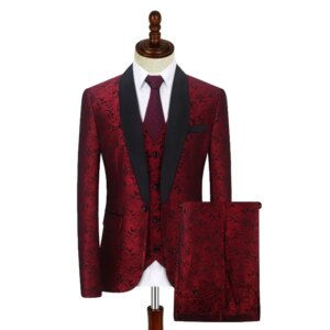 Men’s Wedding Dress Fashion Slim Fit Solid Color Business Set Large Jacket+Pants+Vest