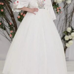Gardenwed Puffy Girl Gowns Flower Girl Dress Embroidery Ivory Wedding Party Dresses Cute Baby Girl Dress Princess Dress