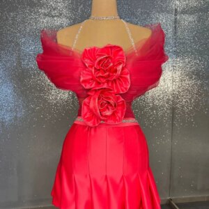 Red Cocktail Dresses Sheath Off The Shoulder Short Mini Tulle Flowers Homecoming Dresses Haute Couture Customized