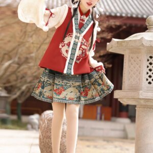 Yingchun Improved National Style Suit New Year Clothing Horse-Face Skirt Chinese Han Elements Performance Wear Shooting Photo