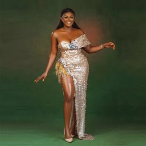 2025 Sexy High Split With Feather Evening Gowns Sparkly Sequined Off The Shoulder Prom Dresses Aso Ebi African Party Dress 2025
