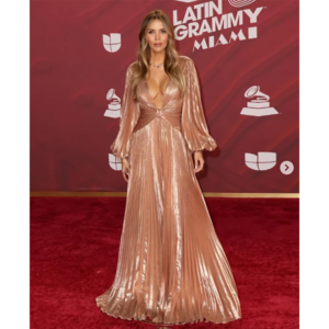 sparkling Sexy V Neck Long Sleeves A-Line Evening Dress New Fashion Female Floor Length Party Prom Gowns